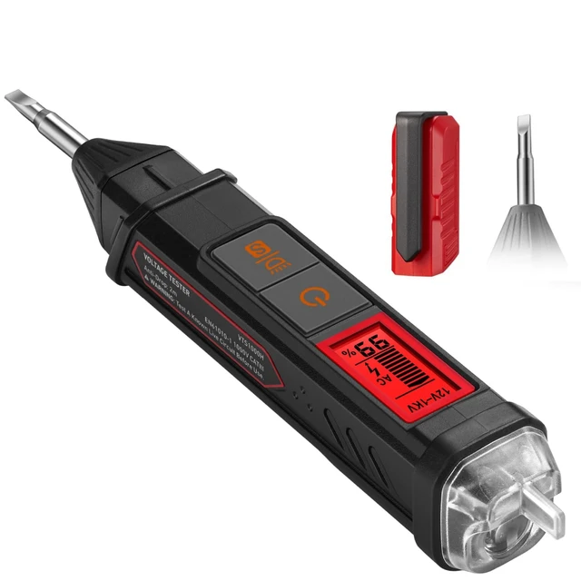 Alt view image 8 of 14 - VTS1000H Voltage Tester with Screwdriver, Non-Contact Electrical Tester, Dual Range AC 12V/70V-1000V, Live Wire Test, Wire Breakpoint Finder, Audible Alarm, LCD Percentage Display, Red