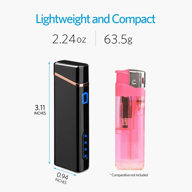 Alt view image 11 of 14 - Electric Arc Lighter USB Rechargeable Windproof Flameless Plasma with Battery Indicator for Fire, Cigarette, Candle - Outdoors Indoors | Bright-Black (Upgraded).