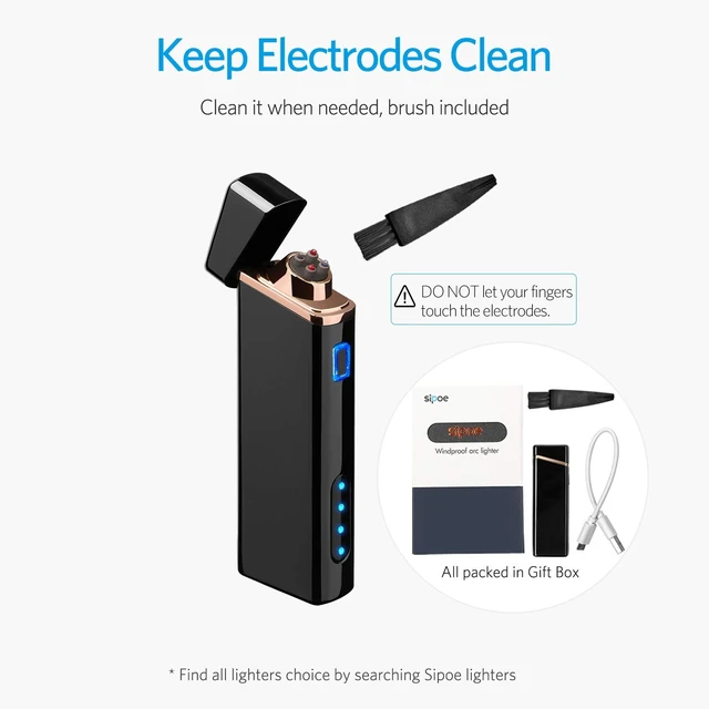 Alt view image 14 of 14 - Electric Arc Lighter USB Rechargeable Windproof Flameless Plasma with Battery Indicator for Fire, Cigarette, Candle - Outdoors Indoors | Bright-Black (Upgraded).