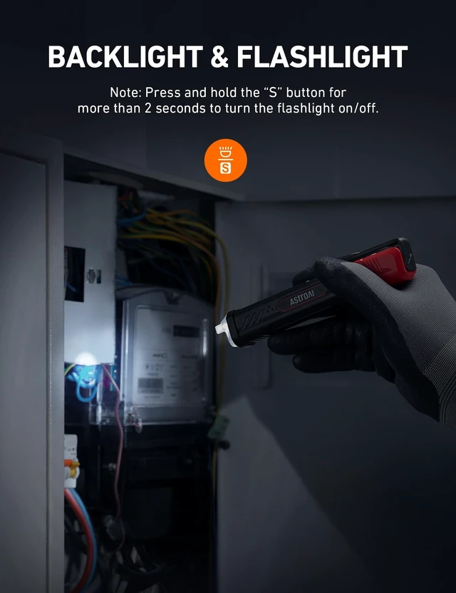 Alt view image 13 of 14 - VTS1000H Voltage Tester with Screwdriver, Non-Contact Electrical Tester, Dual Range AC 12V/70V-1000V, Live Wire Test, Wire Breakpoint Finder, Audible Alarm, LCD Percentage Display, Red
