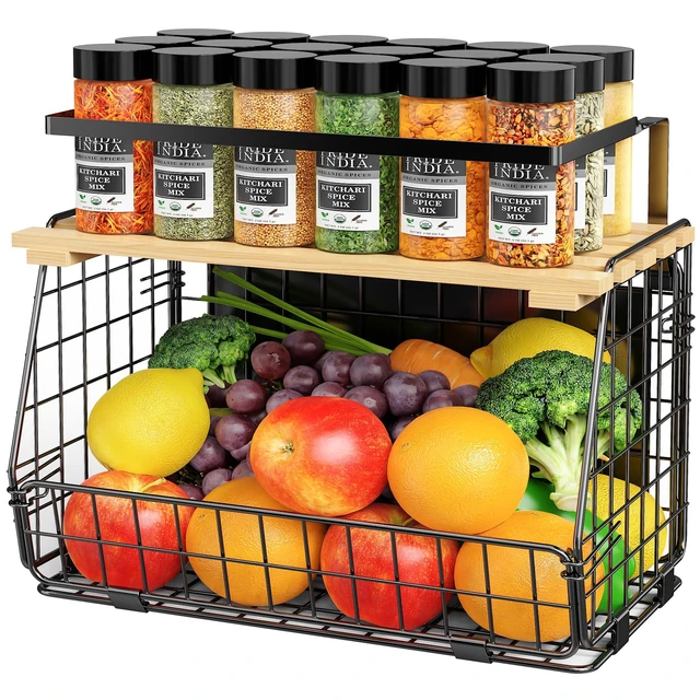 Alt view image 8 of 14 - Magnetic Shelf for Fridge: Fruit Potato and Onion Storage Bin - Magnetic Spice Rack for Refrigerator & Kitchen Counter - Pantry Organizers and Storage