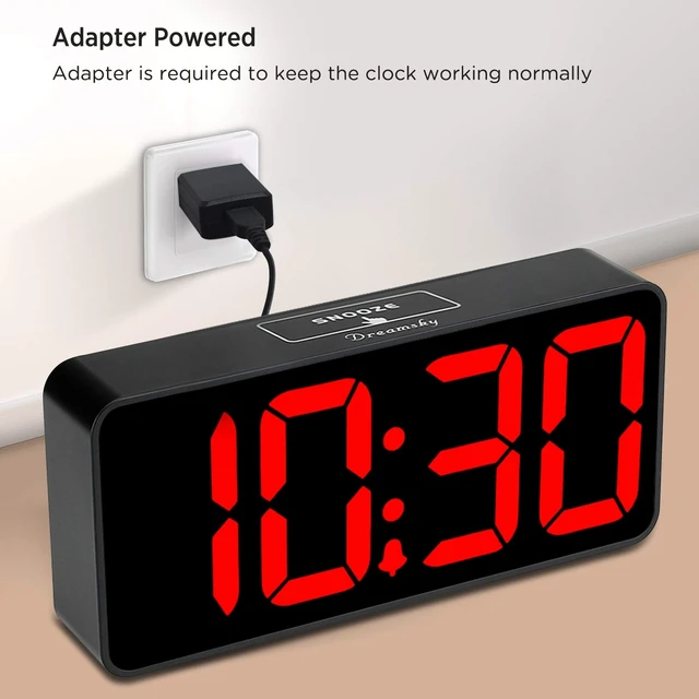Alt view image 9 of 14 - Large Digital Alarm Clock Big Numbers for Seniors & Visually Impaired, 9 Inches Electric Clocks for Bedroom, Jumbo Display Fully Dimmable Brightness, USB Ports, Adjustable Alarm Volume