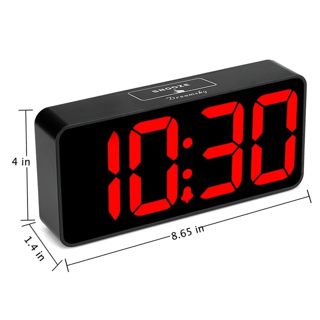 Alt view image 14 of 14 - Large Digital Alarm Clock Big Numbers for Seniors & Visually Impaired, 9 Inches Electric Clocks for Bedroom, Jumbo Display Fully Dimmable Brightness, USB Ports, Adjustable Alarm Volume