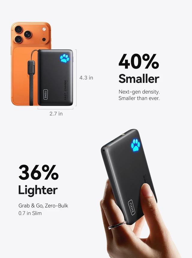 Alt view image 9 of 14 - 45W Fast Charging Portable Charger, Smaller 10000mAh Travel Power Bank