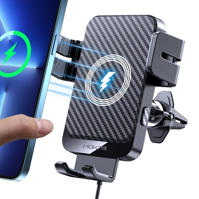 Alt view image 8 of 14 - Wireless Car Charger, 15W Fast Charging Auto-Clamping Car Charger Phone Mount Air Vent Cell Phone Holder Compatible iPhone 16/15/14/13/13 Pro/12 pro/12/11, Samsung Galaxy S23/S22/S21/S20, etc