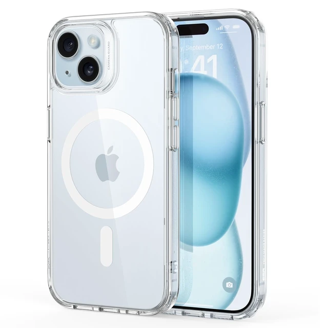 Alt view image 8 of 14 - for iPhone 15 Case, Compatible with MagSafe, Shockproof Military-Grade Protection, Scratch-Resistant Back, Magnetic Phone Case for iPhone 15, Classic Hybrid Case, Clear