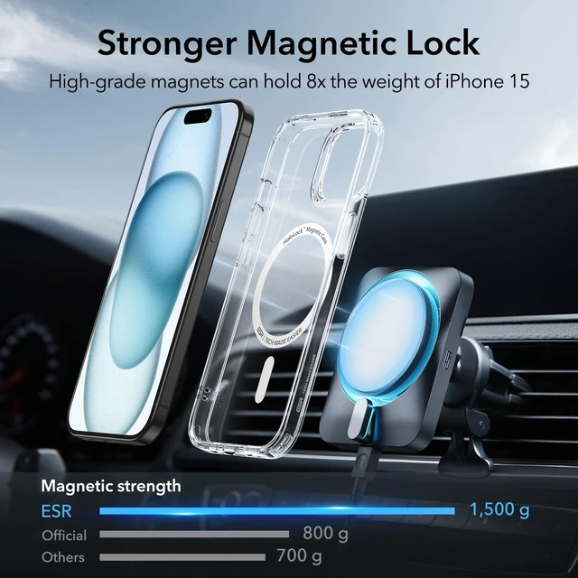 Alt view image 9 of 14 - for iPhone 15 Case, Compatible with MagSafe, Shockproof Military-Grade Protection, Scratch-Resistant Back, Magnetic Phone Case for iPhone 15, Classic Hybrid Case, Clear