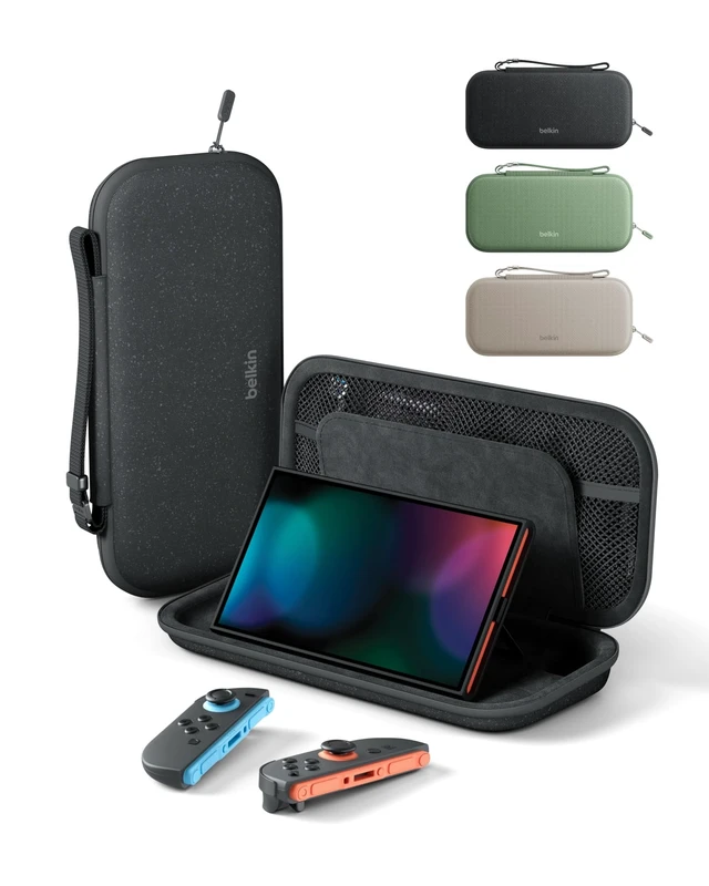 Alt view image 7 of 12 - Nintendo Switch 2 Case, Travel Bag w/AirTag Holder & Storage Pocket for Up to 12 Game Cards - Portable, Lightweight Carrying Case w/Hard Shell, Soft Interior, Switch 2 Accessories - Charcoal