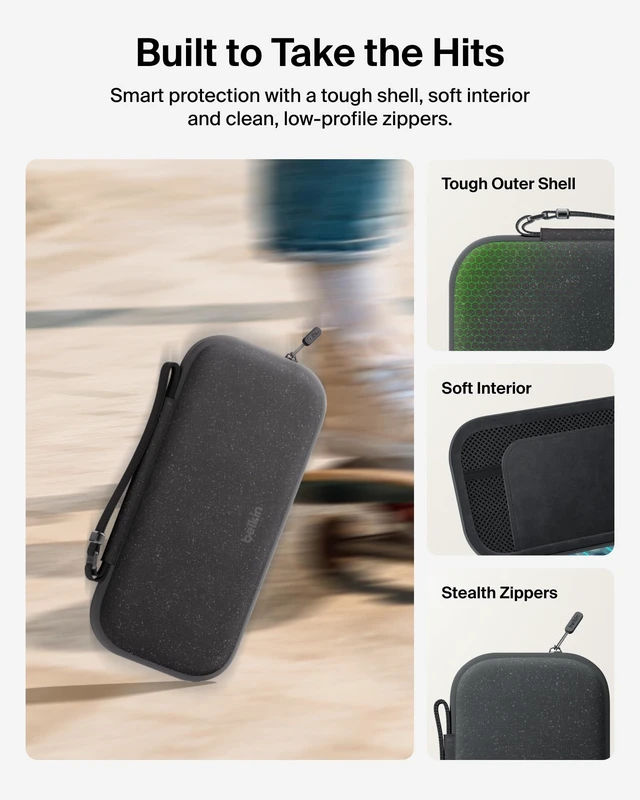 Alt view image 12 of 12 - Nintendo Switch 2 Case, Travel Bag w/AirTag Holder & Storage Pocket for Up to 12 Game Cards - Portable, Lightweight Carrying Case w/Hard Shell, Soft Interior, Switch 2 Accessories - Charcoal