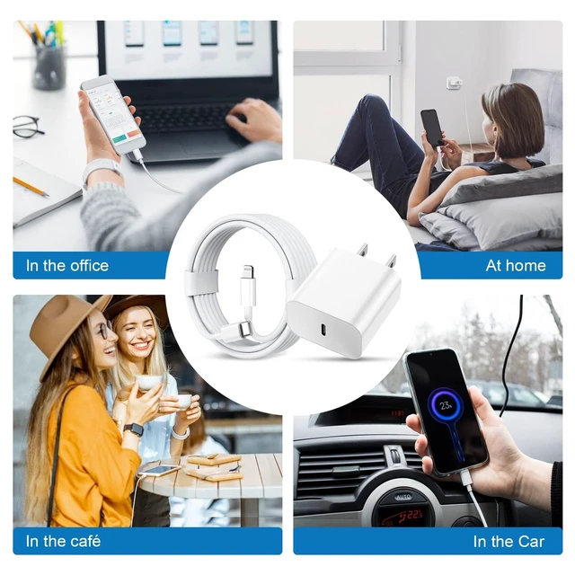 Alt view image 13 of 14 - iPhone Charger Fast Charging,20W PD USB C Wall Charger 4 Pack with 6FT Fast Charging Cable - Fast Charger for iPhone 14/14 Pro Max/13/13 Pro/12/12 Pro/11/11 Pro/XS, iPad