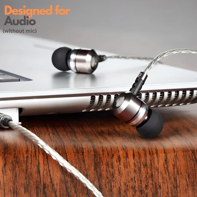 Alt view image 11 of 14 - Wired Headphones, HD Bass Driven Audio, Lightweight Aluminum Wired in Ear Earbud Headphones, S/M/L Ear Bud Tips, Earphone Case, 3.5mm Tangle-Free Cord, No Mic