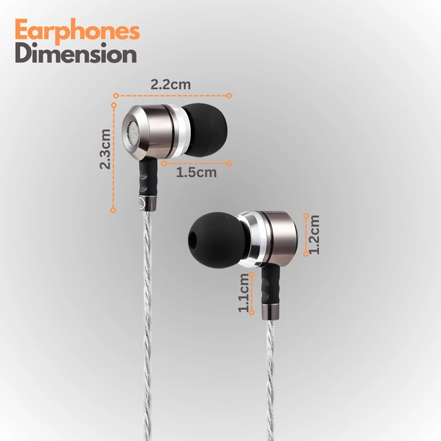 Alt view image 13 of 14 - Wired Headphones, HD Bass Driven Audio, Lightweight Aluminum Wired in Ear Earbud Headphones, S/M/L Ear Bud Tips, Earphone Case, 3.5mm Tangle-Free Cord, No Mic
