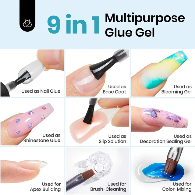 Alt view image 12 of 14 - Nail Kit Almond Nail Tips Easy Nail Extension Set 9 In 1 Nail Glue Gel with Pre shaped Medium Almond Nail Tips & UV Nail Lamp Acrylic Nail Clipper DIY Art