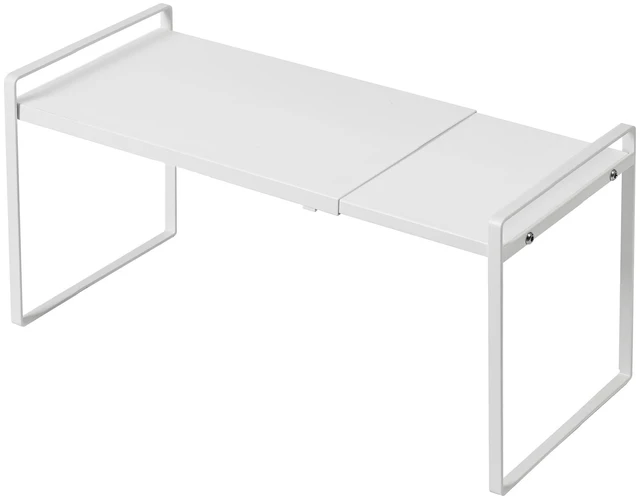 Alt view image 8 of 14 - Cabinet Shelf Organizer Expandable, 8.6 Inch Deep Adjustable 13 to 24 Inch Metal Shelf Riser for Kitchen Pantry Cupboard Countertop Under Sink, Heavy Duty Stackable Storage Rack, White