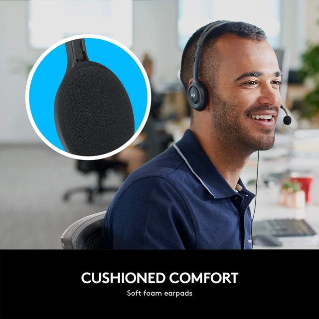 Alt view image 10 of 14 - Wired Headset, Stereo Headphones with Noise-Cancelling Microphone, 3.5 mm Audio Jack, PC/Mac/Laptop/Smartphone/Tablet - Black