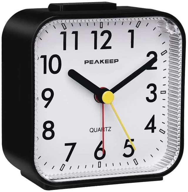Alt view image 9 of 14 - Small Battery Operated Analog Travel Alarm Clock Silent No Ticking, Lighted on Demand and Snooze, Beep Sounds, Gentle Wake, Ascending Alarm, Easy Set (Black)
