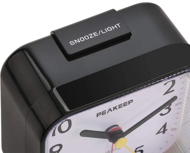 Alt view image 10 of 14 - Small Battery Operated Analog Travel Alarm Clock Silent No Ticking, Lighted on Demand and Snooze, Beep Sounds, Gentle Wake, Ascending Alarm, Easy Set (Black)