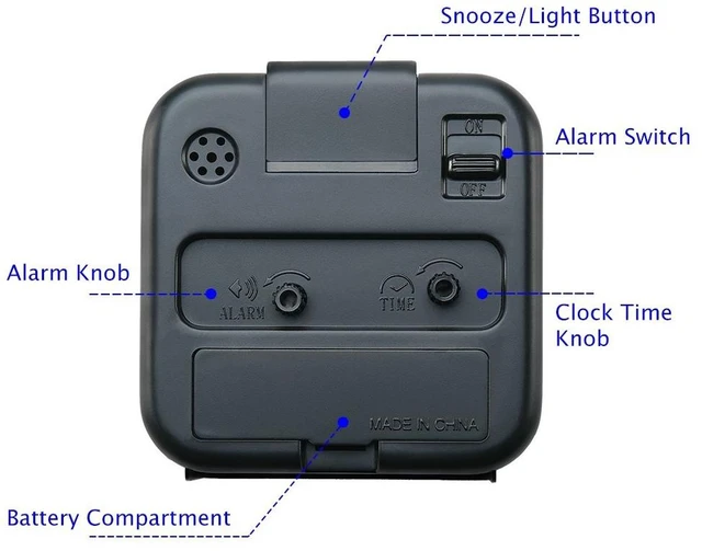 Alt view image 11 of 14 - Small Battery Operated Analog Travel Alarm Clock Silent No Ticking, Lighted on Demand and Snooze, Beep Sounds, Gentle Wake, Ascending Alarm, Easy Set (Black)