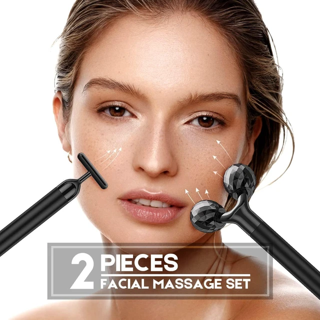 Alt view image 9 of 14 - 2-IN-1 Electric Face Massager, 3D Roller and T Shape Arm Eye Nose Head Massager Facial Roller Massager Kit Skin Care Tools