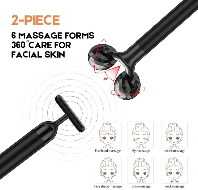 Alt view image 13 of 14 - 2-IN-1 Electric Face Massager, 3D Roller and T Shape Arm Eye Nose Head Massager Facial Roller Massager Kit Skin Care Tools