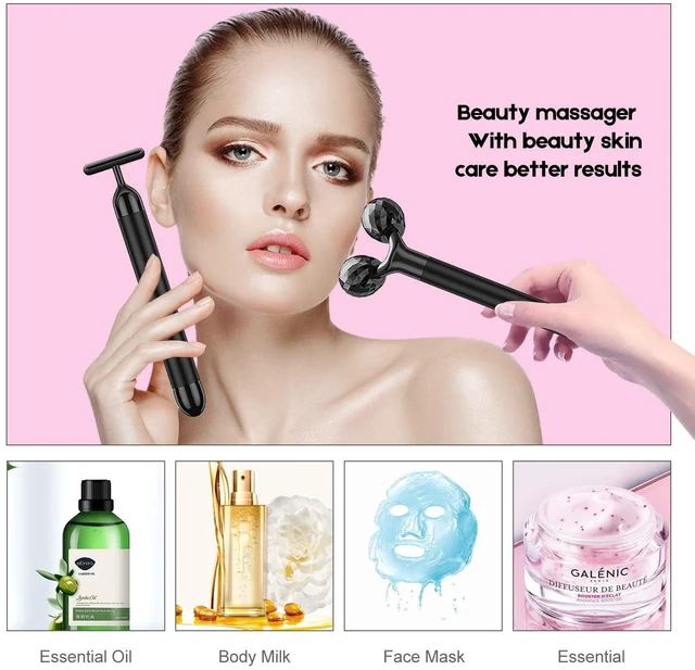 Alt view image 14 of 14 - 2-IN-1 Electric Face Massager, 3D Roller and T Shape Arm Eye Nose Head Massager Facial Roller Massager Kit Skin Care Tools