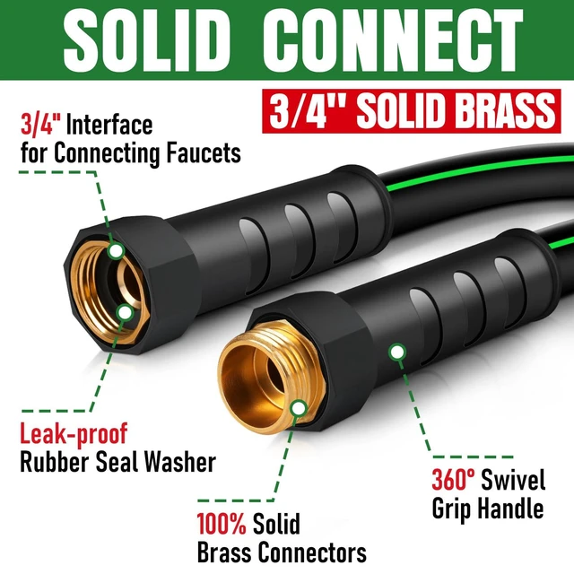 Alt view image 10 of 14 - Heavy Duty Garden Hose 25ft, NON-EXPANDABLE Flexible Water Hose, Kink Resistant Lightweight Hybrid Hose, Leakproof Hose Male to Female Fittings