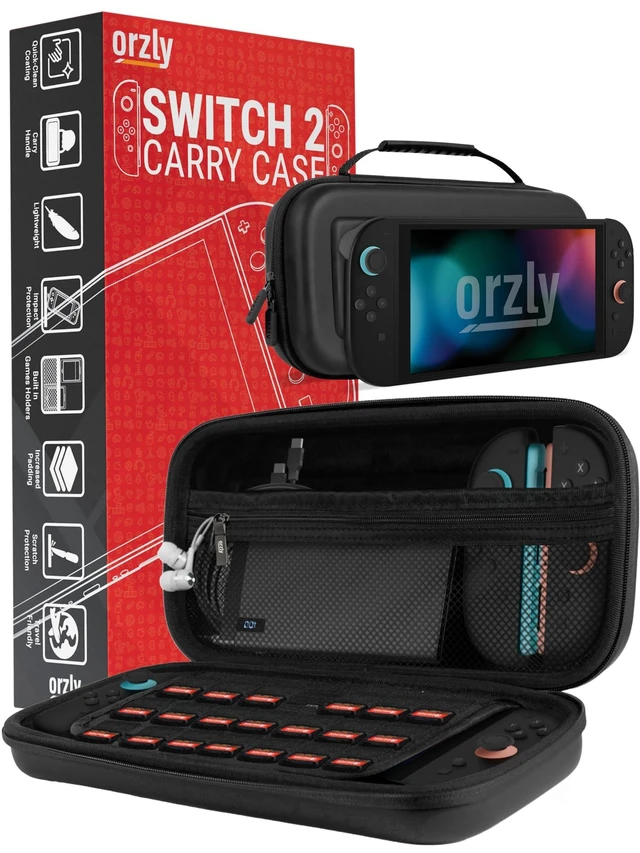 Alt view image 8 of 14 - Case Compatible with Nintendo Switch 2 Protective Carry Case (2025 Model) with Screen Padding, Game Card microSD Pockets for Console and Accessories Screen Size 7.9" - Gift Boxed