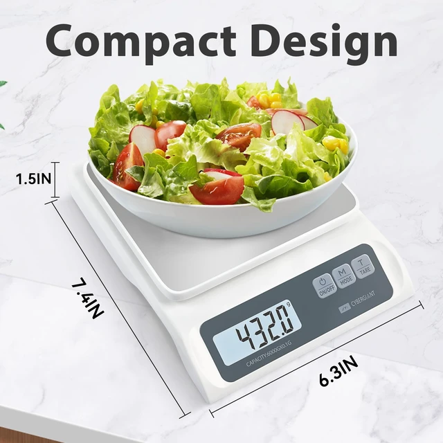 Alt view image 9 of 14 - 13lb/0.1g Precision Digital Food Scale - Meal Prep Kitchen Baking & Espresso Coffee - Gram Scale with Stainless Steel Platform & LCD Display