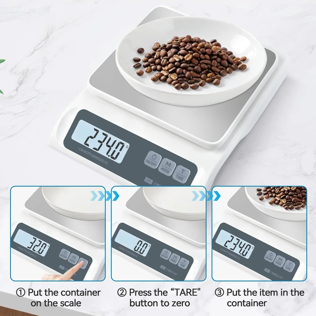 Alt view image 10 of 14 - 13lb/0.1g Precision Digital Food Scale - Meal Prep Kitchen Baking & Espresso Coffee - Gram Scale with Stainless Steel Platform & LCD Display