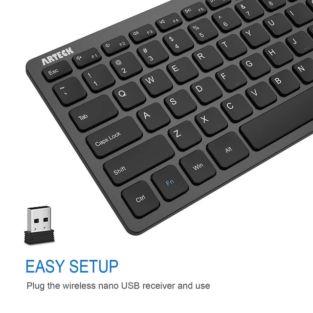 Alt view image 9 of 14 - 2.4G Wireless Keyboard Ultra Slim and Compact Keyboard with Media Hotkeys for Computer Desktop PC Laptop Surface Smart TV and Windows 11/10/8/7, Black