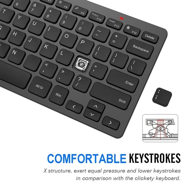 Alt view image 10 of 14 - 2.4G Wireless Keyboard Ultra Slim and Compact Keyboard with Media Hotkeys for Computer Desktop PC Laptop Surface Smart TV and Windows 11/10/8/7, Black