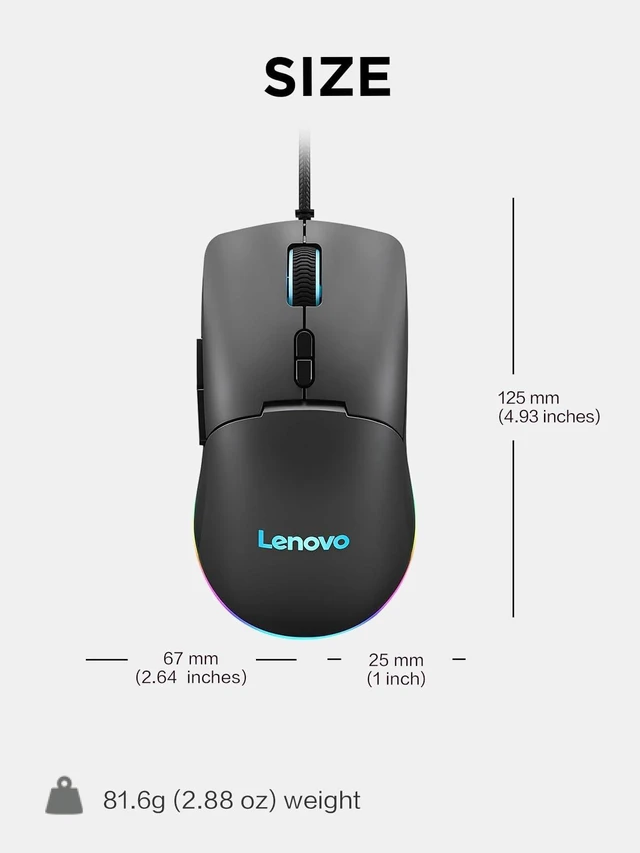 Alt view image 6 of 8 - RGB Wired Gaming Mouse for PC, Laptop, Computer with Windows & Chrome OS - 3 Zone RGB, 8000 DPI Adjustable Sensor, 7 Programmable Buttons Palm Grip Mouse for Gamers (Black)