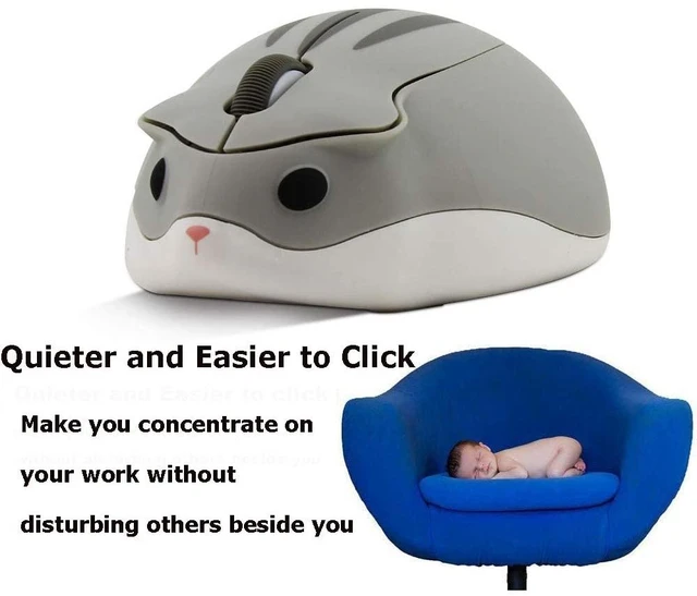 Alt view image 12 of 14 - 2.4GHz Wireless Mouse Cute Hamster Shape Less Noice Portable Mobile Optical 1200DPI USB Mice Cordless Mouse for PC Laptop Computer Notebook MacBook Kids Girl Men Women Mom Dad Gift (Gray)
