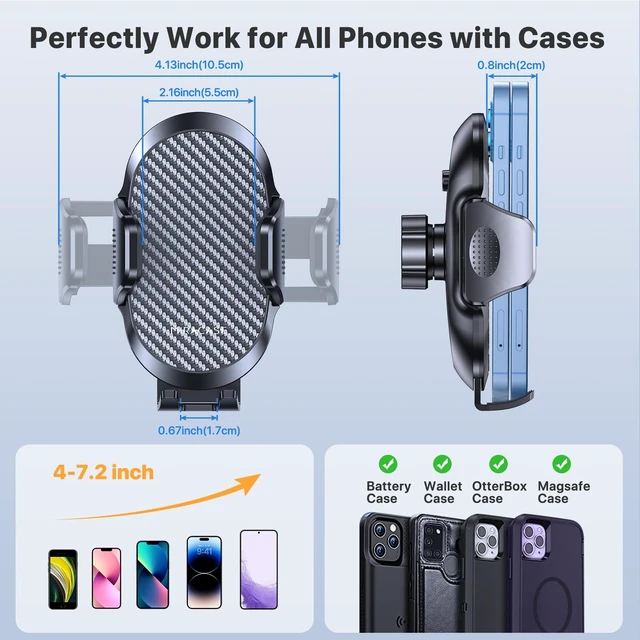 Alt view image 12 of 12 - Phone Holders for Your Car with Metal Hook Clip, Air Vent Cell Phone Stand Car Mount, Universal Automobile Cradle for Garmin GPS Fit iPhone Android and All Smartphones, Dark Black