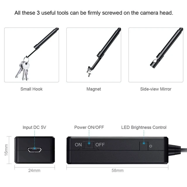 Alt view image 11 of 12 - Wireless Endoscope Camera with Light HD Waterproof WiFi Borescope Flexible 5.5MM Automotive Snake Inspection Camera Compatible Android and iOS Smartphones, iPhone, iPad, 4.92FT