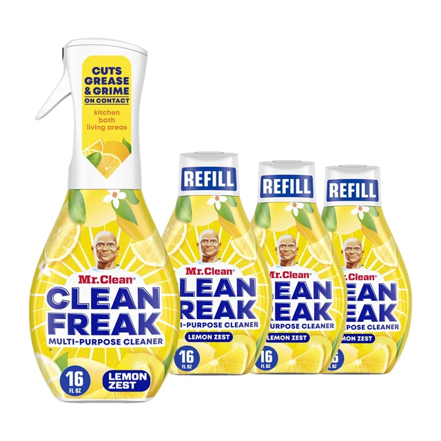 Alt view image 8 of 14 - Clean Freak Multi Surface Cleaning Spray, Deep Cleaning Mist Starter Kit and Refill Bundle, Lemon Zest Scent, 64 fl oz