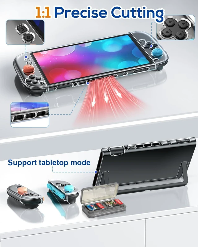 Alt view image 9 of 14 - All in One Accessories Case Bundle for Nintendo Switch 2 2025, Portable Carrying Case & Clear Hard Cover Shell, 2 Screen Protector, 8 Thump Grips, Game Card Slots, for Travel & Storage