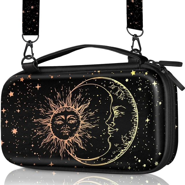 Alt view image 7 of 12 - Carrying Case for Nintendo Switch/Switch OLED Travel Carry Cases Hard Shell Protective Cover Strap Black Sun Moon Cute Girls Boys Accessories Storage Pouch Bag for Switch 1 (2017) /Oled 2021