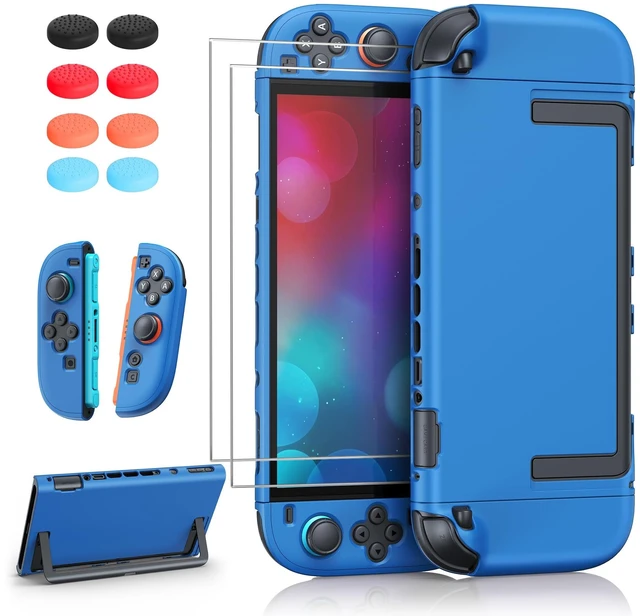Alt view image 8 of 14 - Upgrade Switch 2 Protective Case&Screen Protector Set, Dockable Cute Cover Hard Shell Skin for Nintendo Switch 2 Console Accessories,Travel-Friendly,Kickstand Cutout(Blue, for Switch 2 7.9inch)