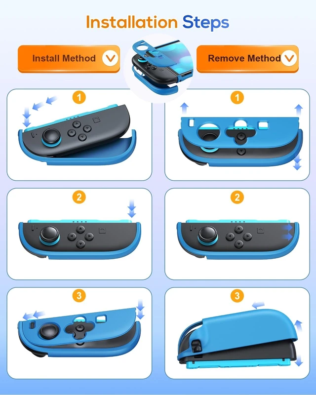 Alt view image 11 of 14 - Upgrade Switch 2 Protective Case&Screen Protector Set, Dockable Cute Cover Hard Shell Skin for Nintendo Switch 2 Console Accessories,Travel-Friendly,Kickstand Cutout(Blue, for Switch 2 7.9inch)