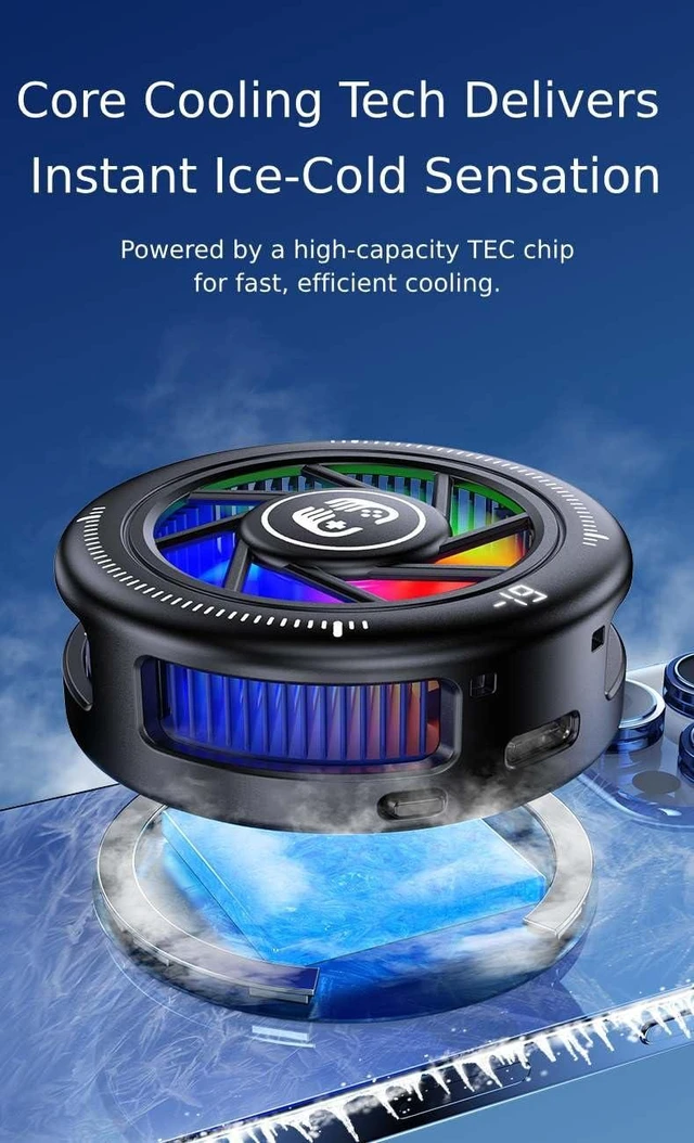 Alt view image 13 of 14 - Phone Cooler for Gaming, Low Noise USB Cell Phone Cooler with Smart Temp Control, Phone Cooling Fan with RGB LED Lights, Magnetic Ring & Clip Fan for Phone Gaming & Streaming