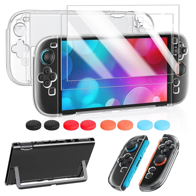 Alt view image 7 of 12 - Protective Case for Nintendo Switch 2 2025, Switch 2 Case Slim Hard Shell Accessories, Scratch&Shock Protection Cover with Screen Protector, 8 Thumb Grip (Clear, Switch 2 7.9inch)