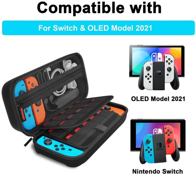 Alt view image 12 of 12 - Switch Carrying Case Compatible with Nintendo Switch/Switch OLED, with 20 Games Cartridges Protective Hard Shell Travel Carrying Pouch for Console & Accessories Playstation Vita Case Black