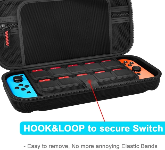 Alt view image 8 of 12 - Switch Carrying Case Compatible with Nintendo Switch/Switch OLED, with 20 Games Cartridges Protective Hard Shell Travel Carrying Pouch for Console & Accessories Playstation Vita Case Black