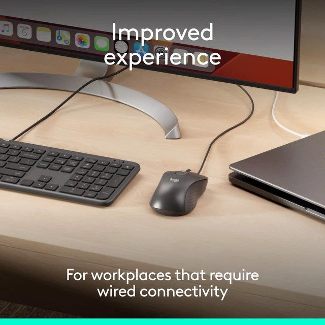 Alt view image 9 of 14 - Signature Wired M520 L for Business, Optical Wired Mouse, USB-C Plug-and-Play, Windows/Mac/Chrome/PC/laptops - Graphite