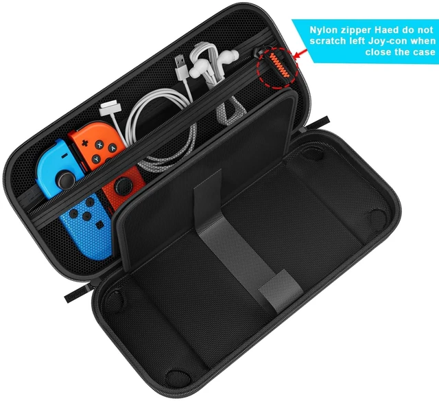 Alt view image 10 of 12 - Switch Carrying Case Compatible with Nintendo Switch/Switch OLED, with 20 Games Cartridges Protective Hard Shell Travel Carrying Pouch for Console & Accessories Playstation Vita Case Black