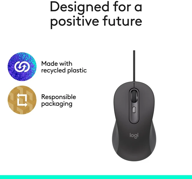 Alt view image 14 of 14 - Signature Wired M520 L for Business, Optical Wired Mouse, USB-C Plug-and-Play, Windows/Mac/Chrome/PC/laptops - Graphite