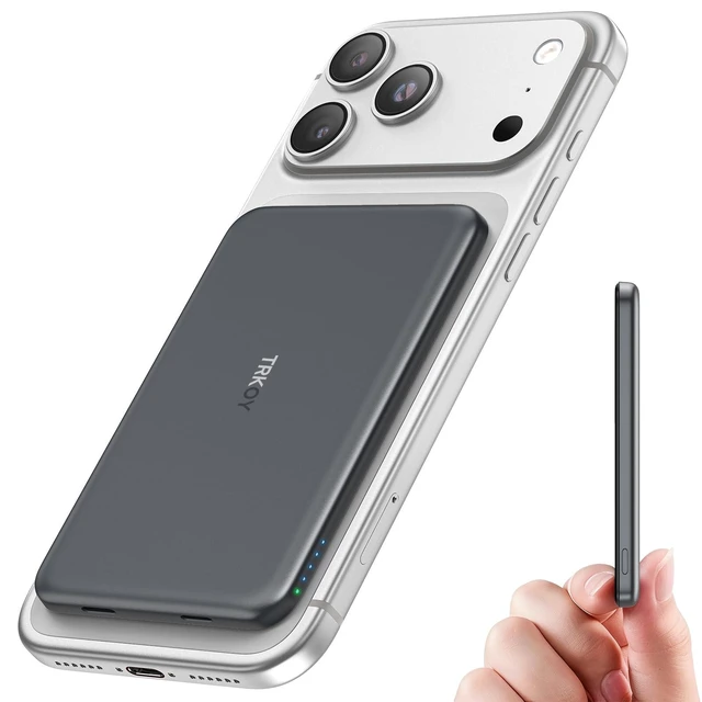 Alt view image 8 of 14 - for Magsafe Portable Charger,5000mAh Slim Wireless Magnetic Power Bank with USB C Charging,Travel Essential for Magsafe Battery Pack Compatible with iPhone 17/16/15/14/13/12 Series,Graphite Gray