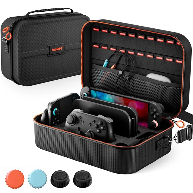 Alt view image 8 of 14 - Switch 2 Case for Nintendo Switch 2, with 4Pcs Thumb Grips, 20 Game Card Slots, Portable Full Protection All In One Travel Storage Case for Switch 2 Console Pro Controller Accessories
