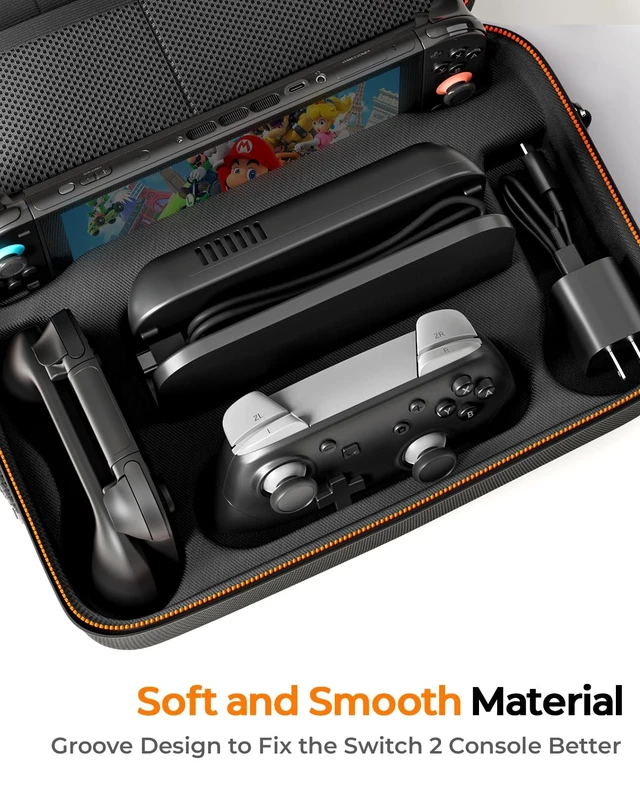 Alt view image 13 of 14 - Switch 2 Case for Nintendo Switch 2, with 4Pcs Thumb Grips, 20 Game Card Slots, Portable Full Protection All In One Travel Storage Case for Switch 2 Console Pro Controller Accessories